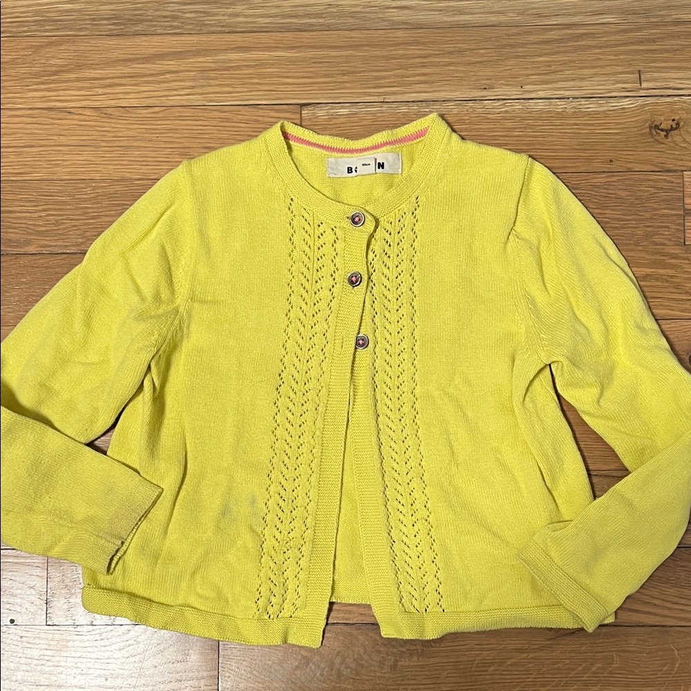Mini Boden Yellow Knit Cardigan Sweater